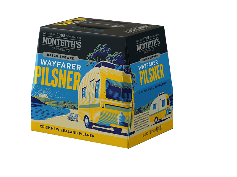 Monteiths Batch Brewed Wayfarer Pilsner 12 Pack600 copy
