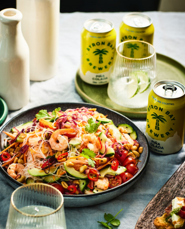 SEARED PRAWN NOODLE SALAD WITH CHILLI AND ROASTED PEANUTS Toast