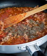 Huffman’s Spicy Beef and wine Bolognese